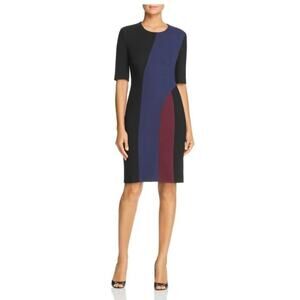 BOSS Hugo Boss Wool Blend Colorblock Sheath Dress US 8P